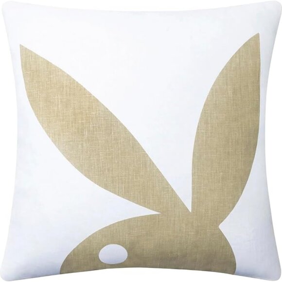 Playboy Shadow Bunny Pillow - Exquisite Linen Best Pillows (White & Light Sand) - Picture 1 of 4